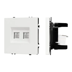 Изображение Розетка компьютерная двойная RJ-45 Arlight NOBE, белый кварц soft-touch 054312(1)